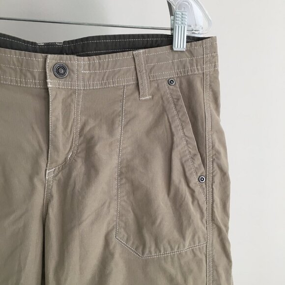 KUHL Beige/Taupe Drawstring Waistband Floral Embroidery Active Bermuda Shorts - Picture 9 of 15